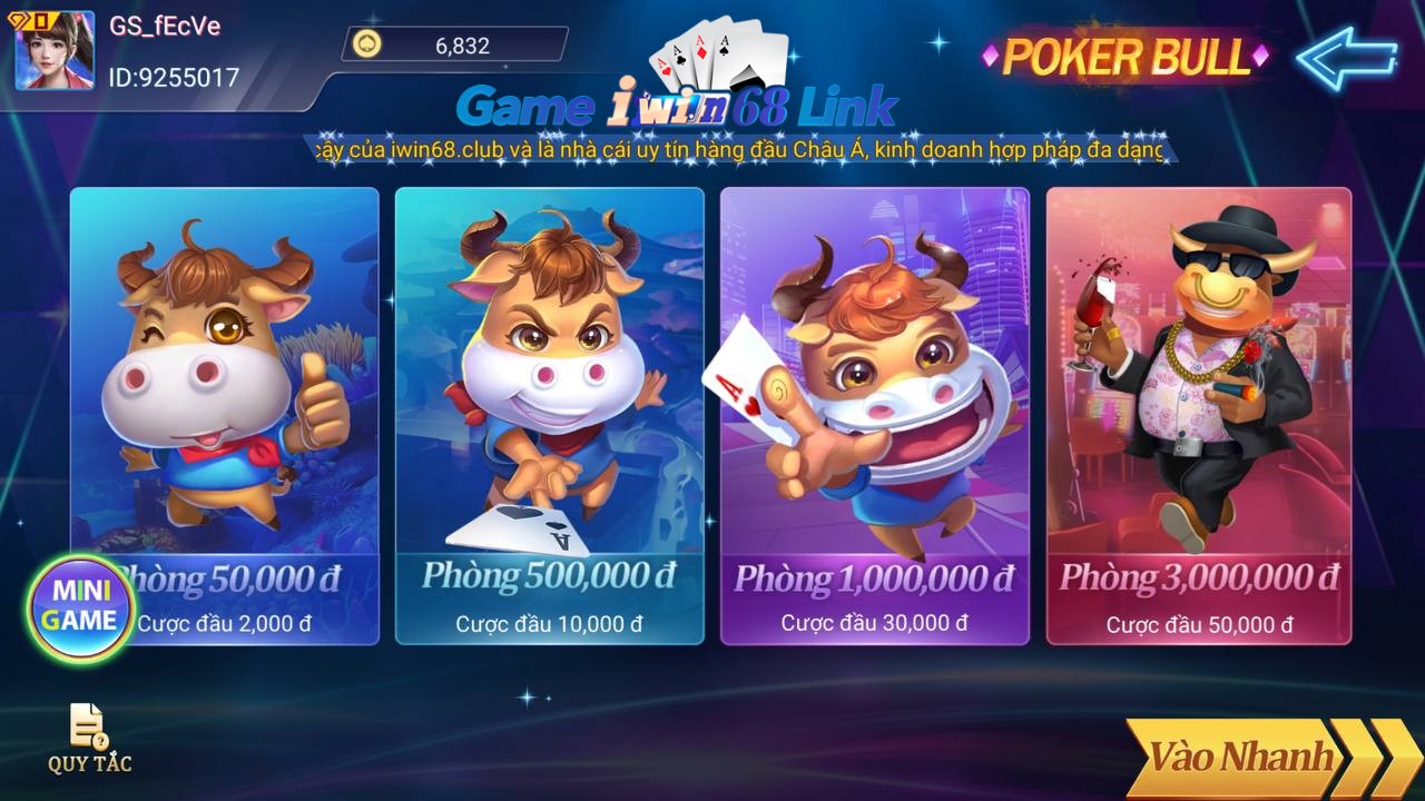 các phòng chơi poker bull iwin68
