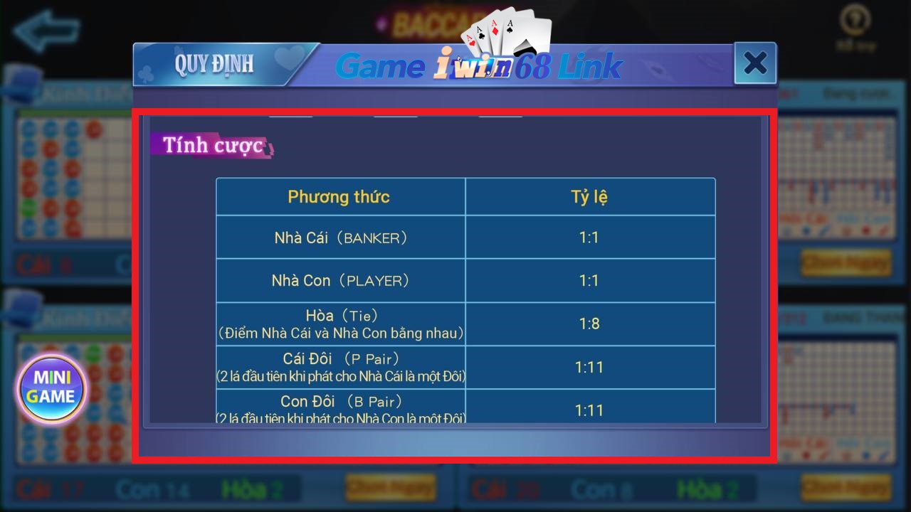cách tính cược game baccarat iwin68