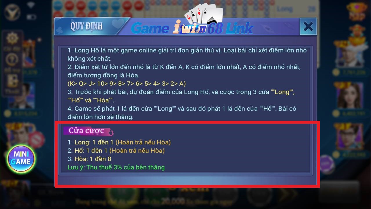cửa cược game long hổ iwin68
