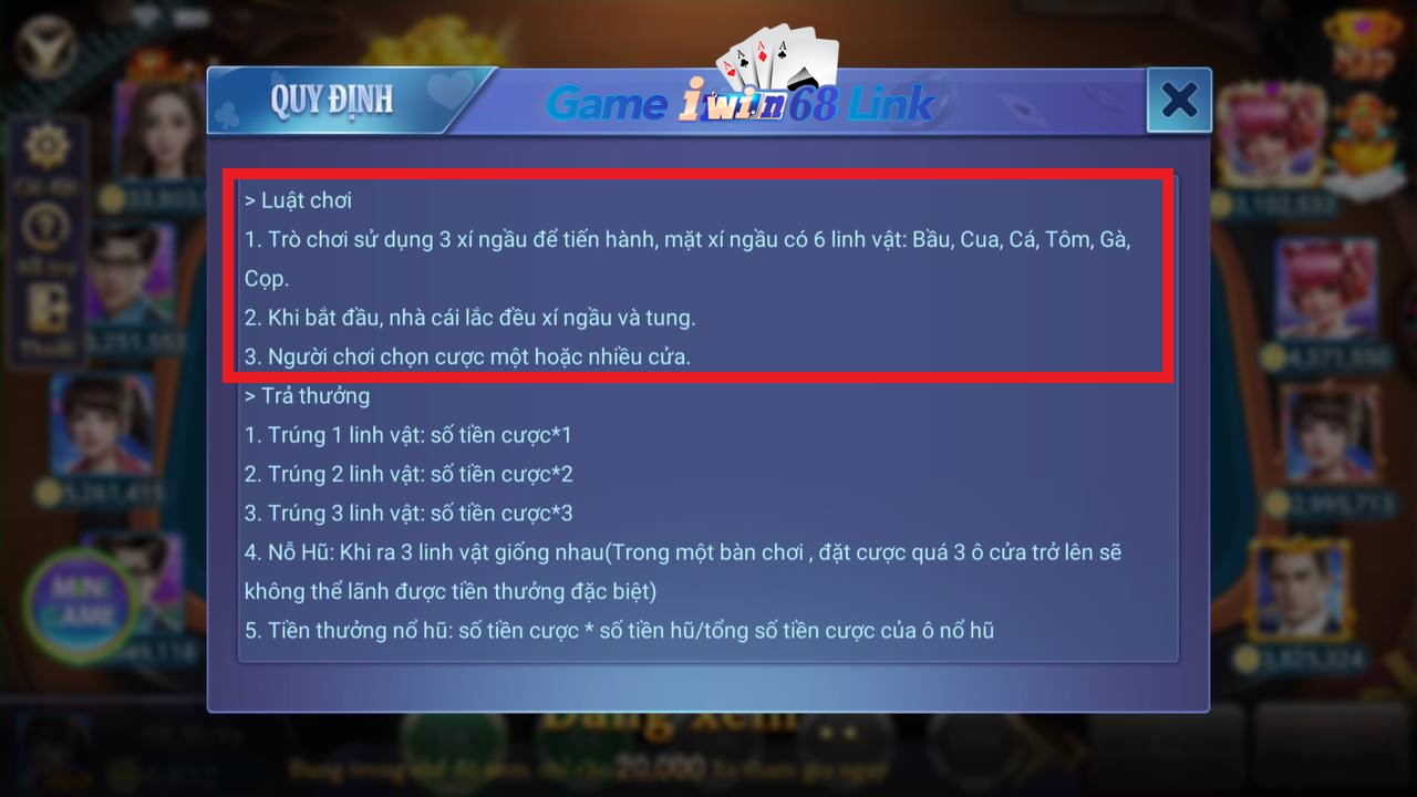 luật chơi bầu cua iwin68