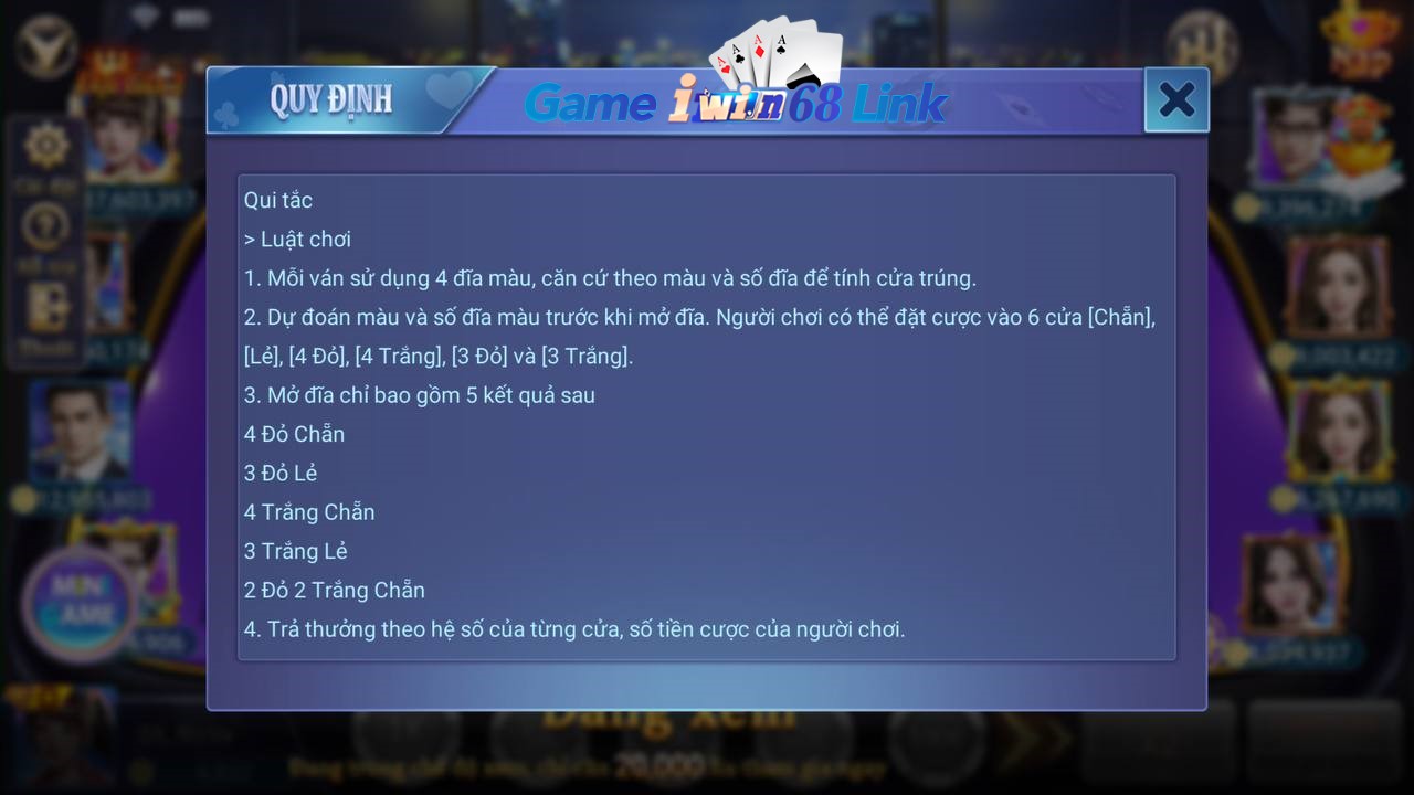 luật chơi xóc đĩa iwin68