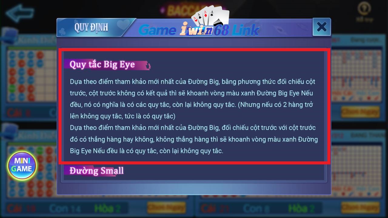 quy tắc đường big eye game baccarat iwin68