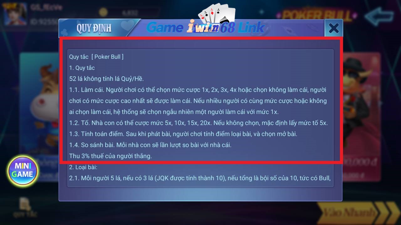 quy tắc poker bull iwin68