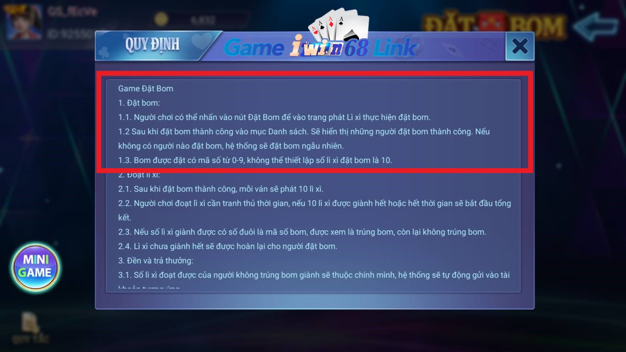 tính năng đặt bom game nổ hũ đặt bom iwin68