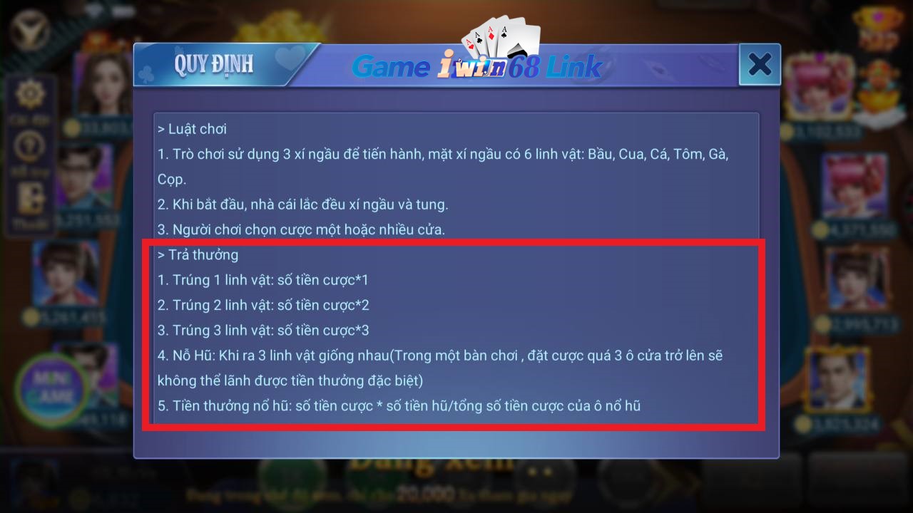 trả thưởng game bầu cua iwin68