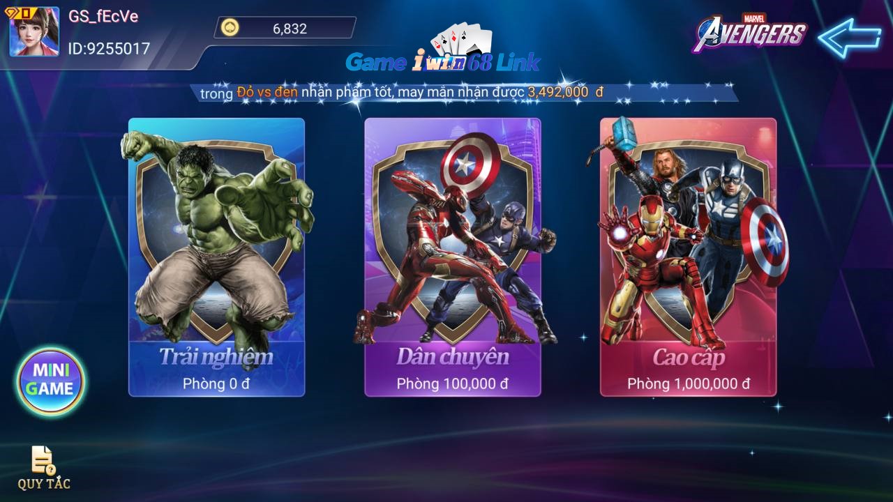 các phòng chơi game nổ hũ avengers iwin68