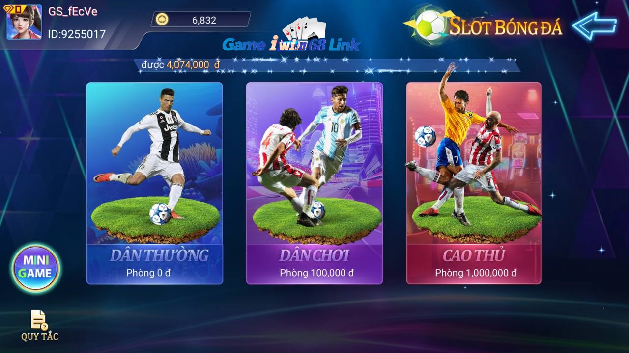 các phòng chơi game nổ hũ slot bóng đá iwin68