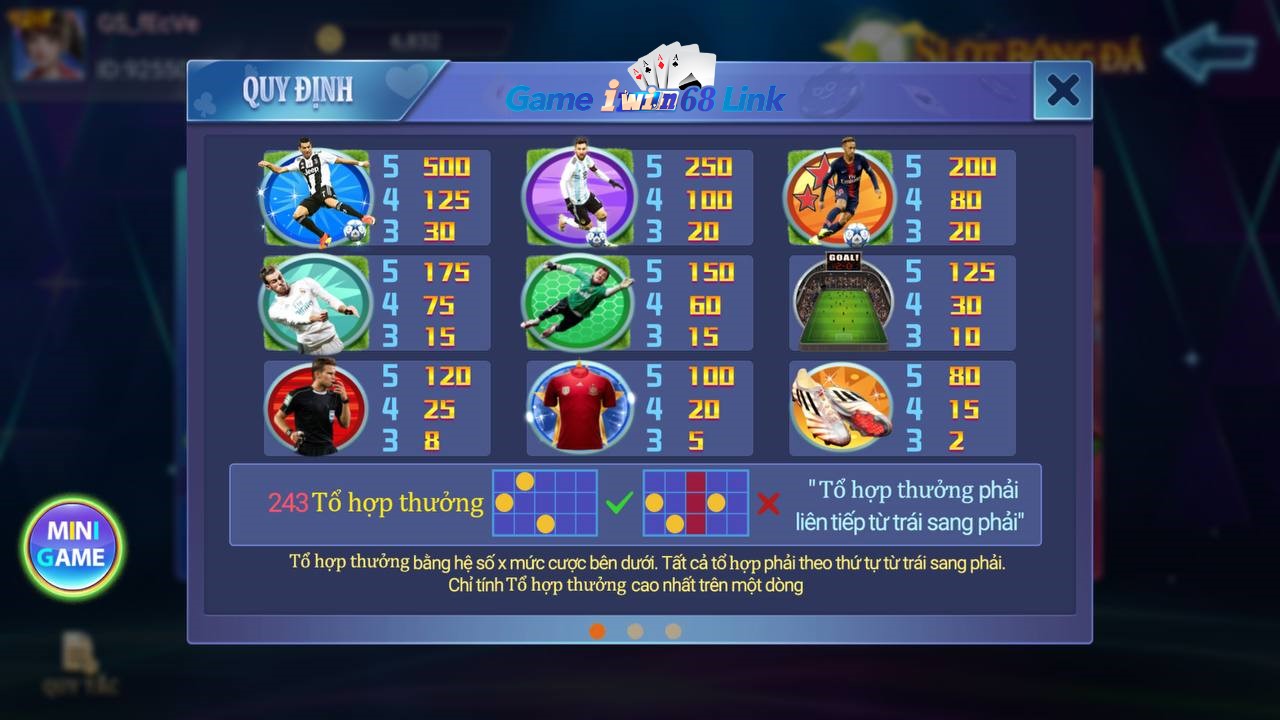 quy định về biểu tượng game nổ hũ slot bóng đá iwin68