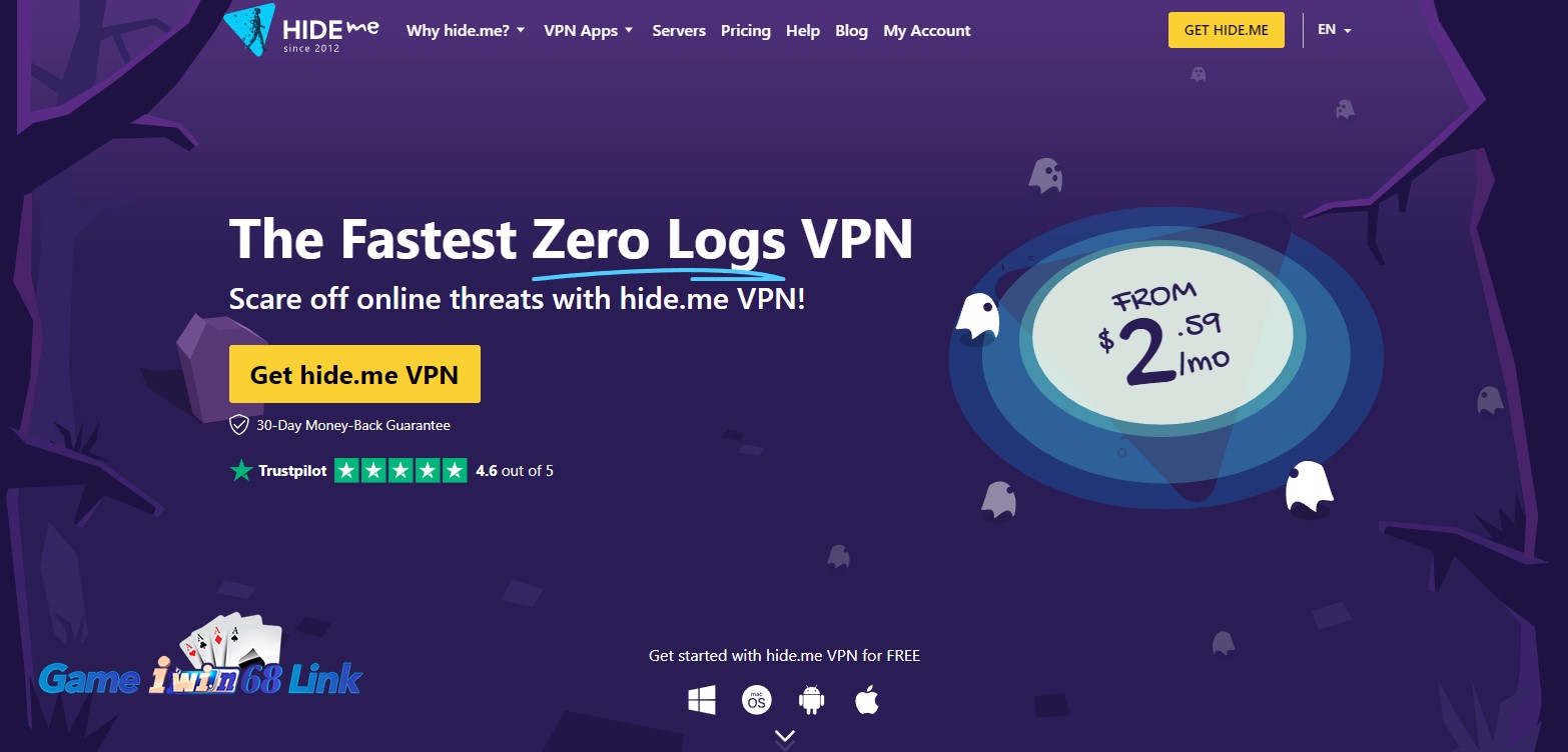Ấn Get hide.me VPN để đăng ký