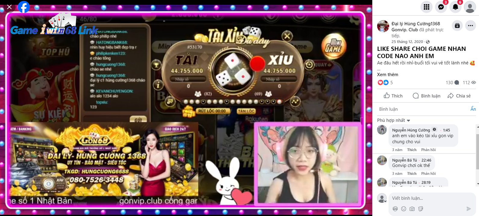 Anh em rủ nhau vào xem live kéo tài xỉu Gonvip