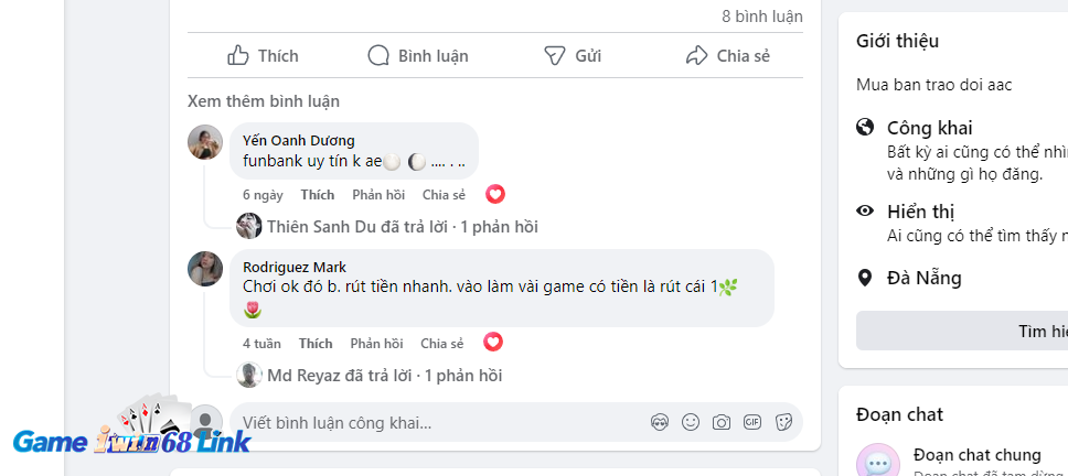 Bình luận thể hiện sự hài lòng về dich vụ thanh toán của Funbank