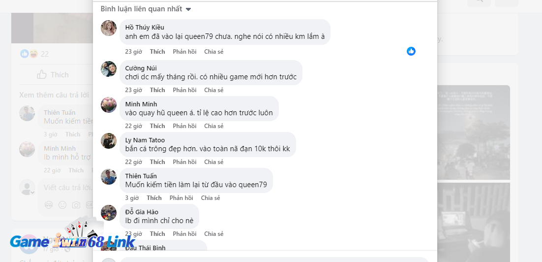 Bình luận tích cực trên các hội nhóm game đổi thưởng Facebook