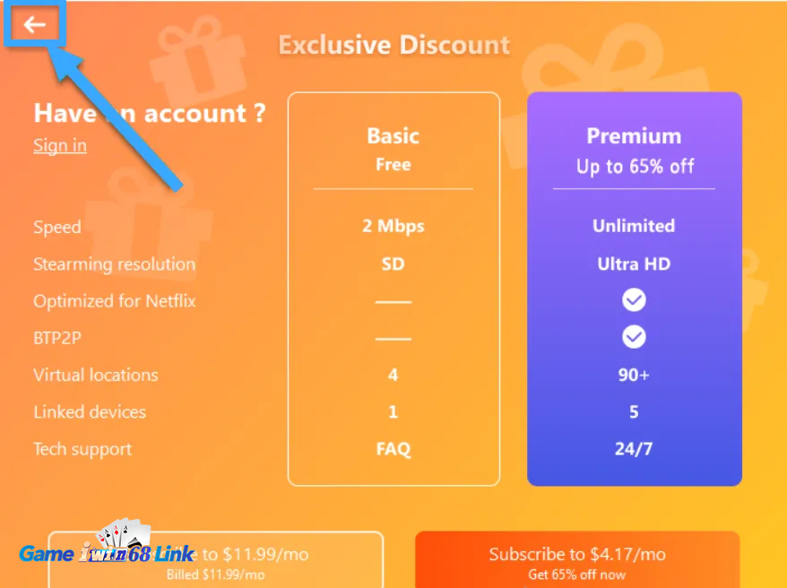 Bỏ qua màn hình đăng ký bằng cách ấn mũi tên