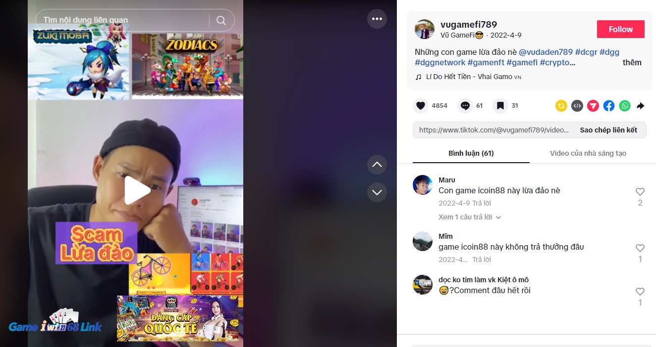 Bóc phốt iCoin88 trên tiktok