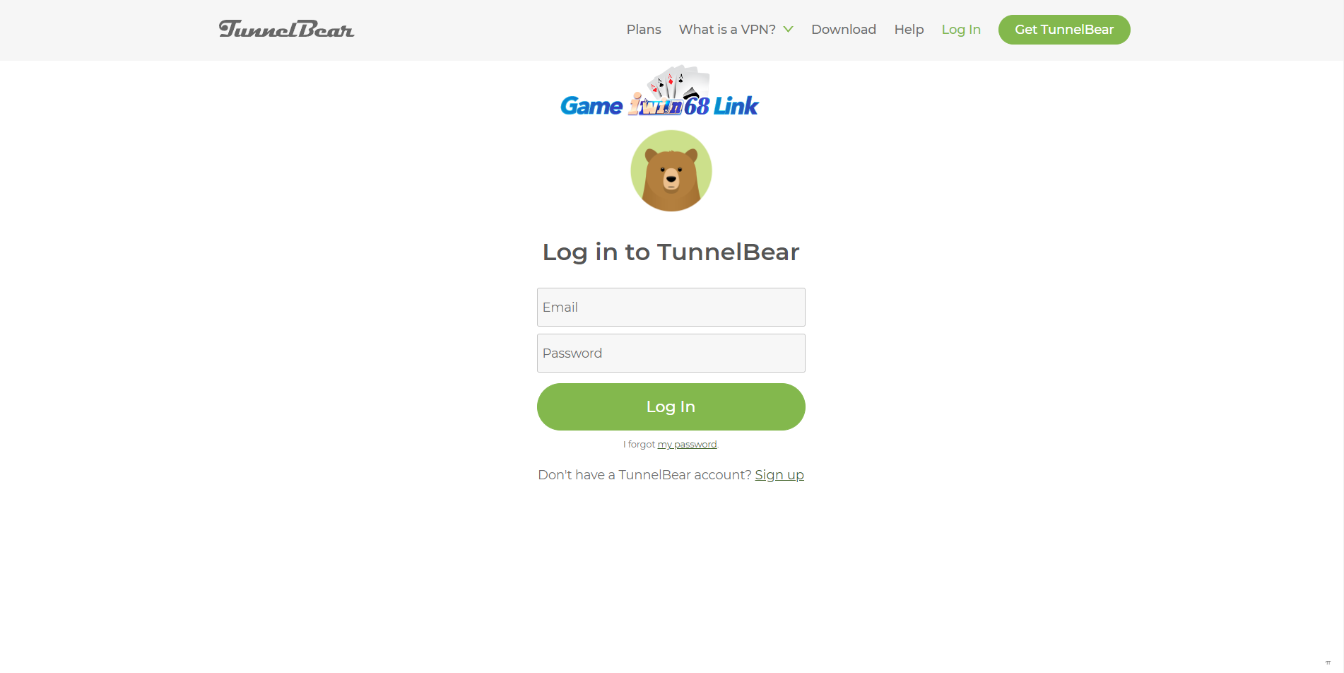 Đăng nhập phần mềm TunnelBear VPN
