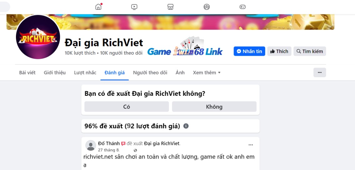 Đánh giá của người chơi Đỗ Thánh về cổng game Richviet