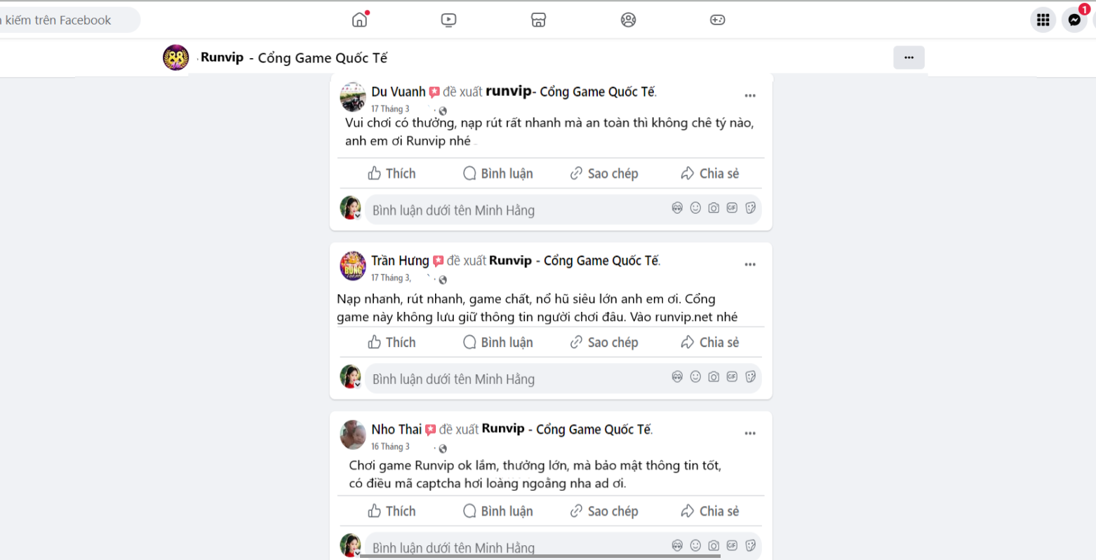 Đánh giá của người chơi Du Vuanh, Trần Hưng, Nho Thái về cổng game Runvip