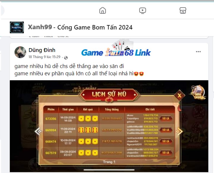 Đánh giá của người chơi Dũng Đinh về cổng game Xanh99 