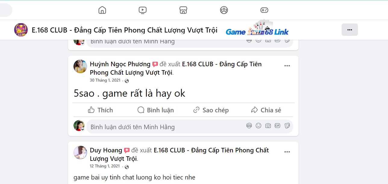 Đánh giá của người chơi Huỳnh Ngọc Phương và Duy Hoàng về cổng game E168