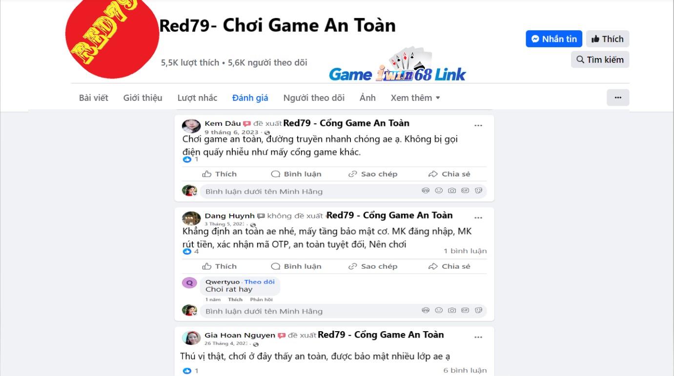 Đánh giá của người chơi Kem Dâu, Dang Huynh, Gia Hoan Nguyen về Red79