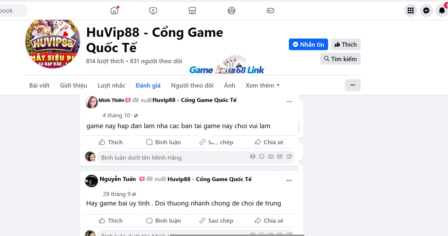 Đánh giá của người chơi Minh Thiên và Nguyễn Tuấn về Huvip88