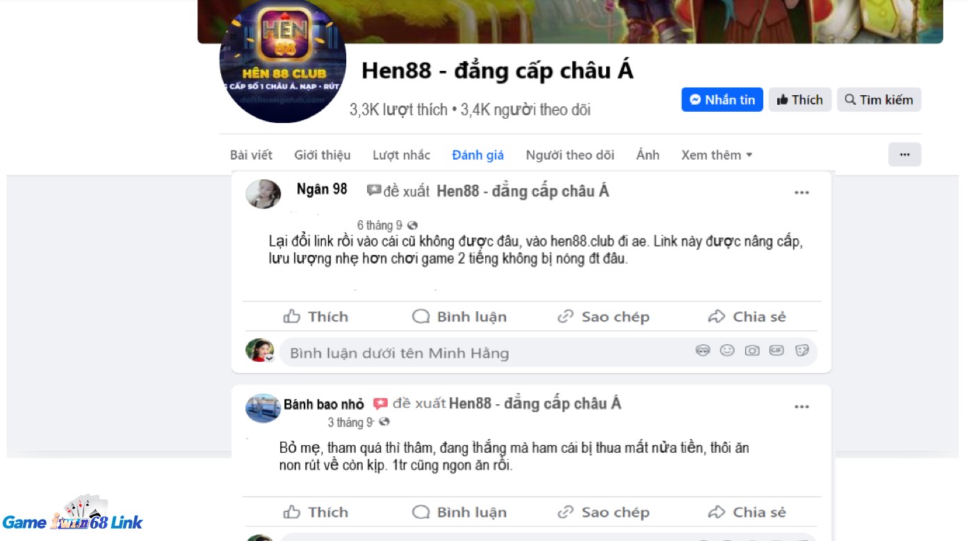 Đánh giá của người chơi Ngân 98 và Bánh Bao Nhỏ về Hen88