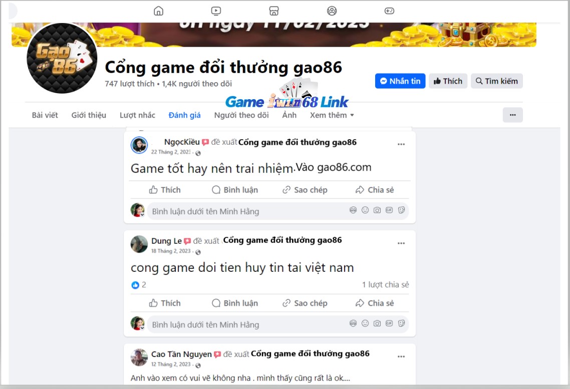 Đánh giá của người chơi NgọcKiều, Dung Le và Cao Tân Nguyen về cổng game Gao86