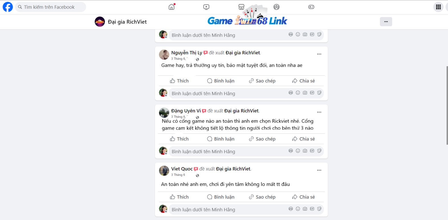 Đánh giá của người chơi Nguyễn Thị Ly, Đặng Uyên Vi, Viet Quốc về RickViet