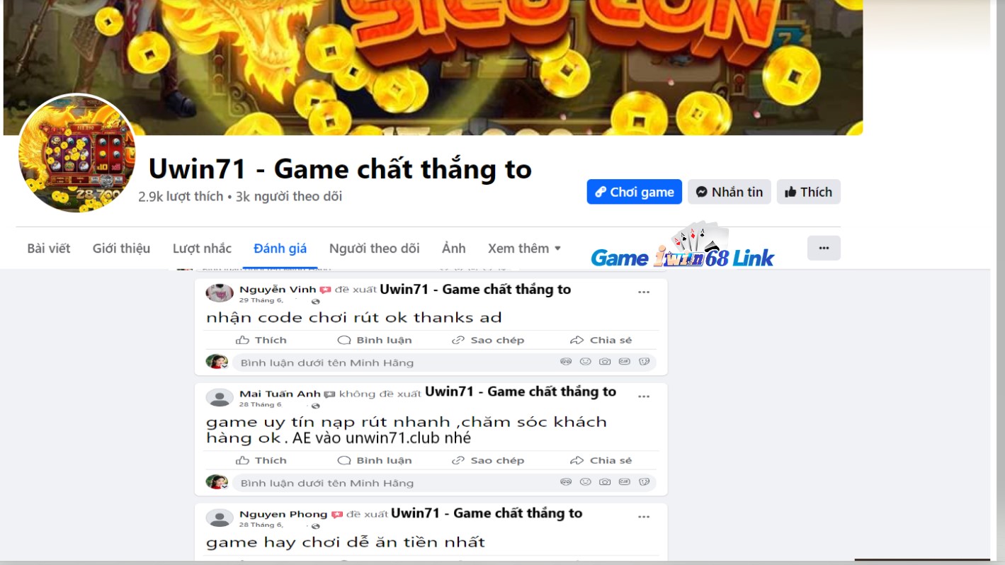 Đánh giá của người chơi Nguyễn Vinh, Mai Tuấn Anh và Nguyen Phong về Uwin71 