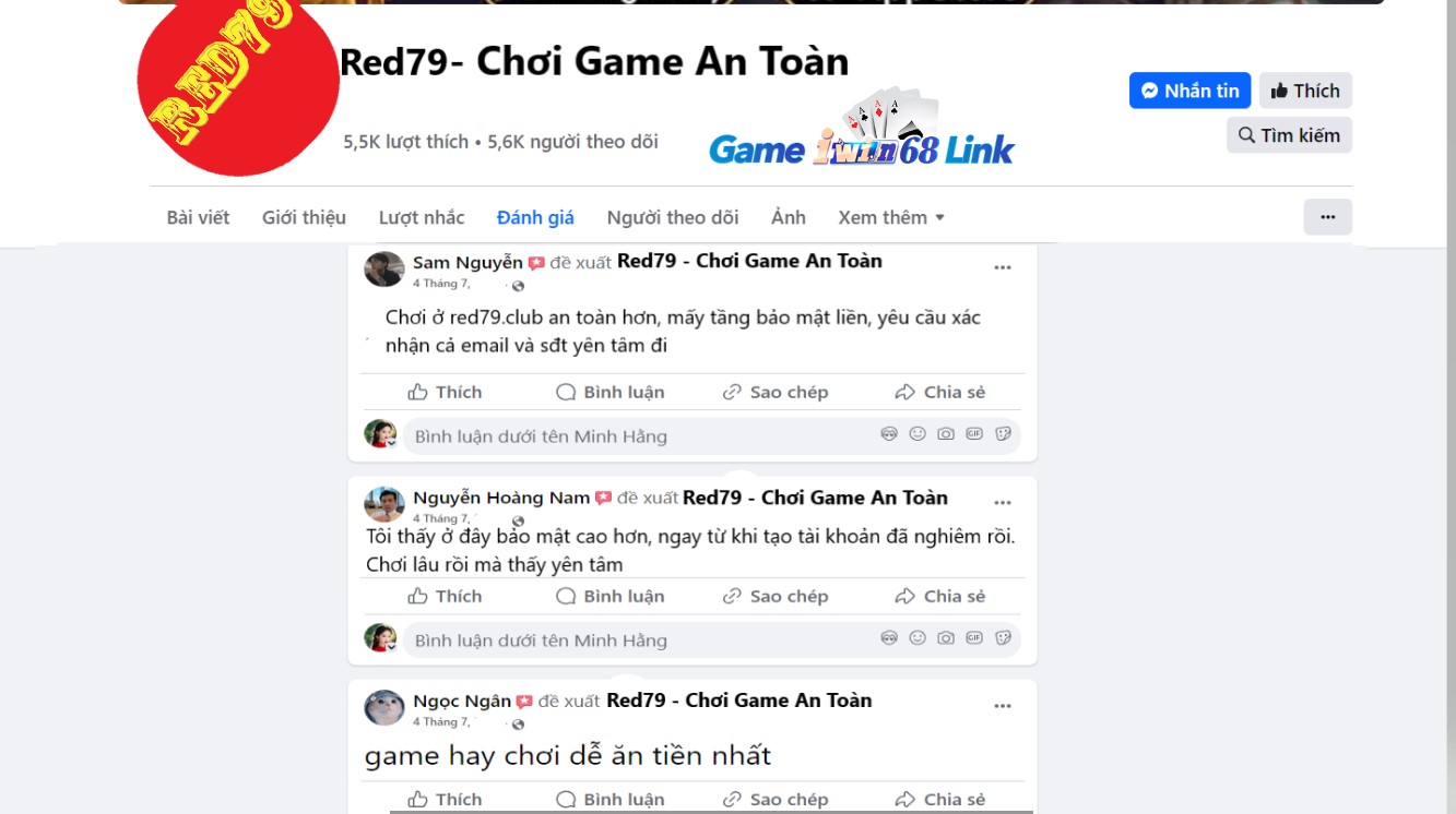 Đánh giá của người chơi Sam Nguyễn, Nguyễn Hoàng Nam, Ngọc Hân về Red79