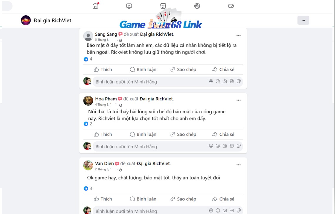 Đánh giá của người chơi Sang Sang, Hoa Pham, Van Diên về Richviet