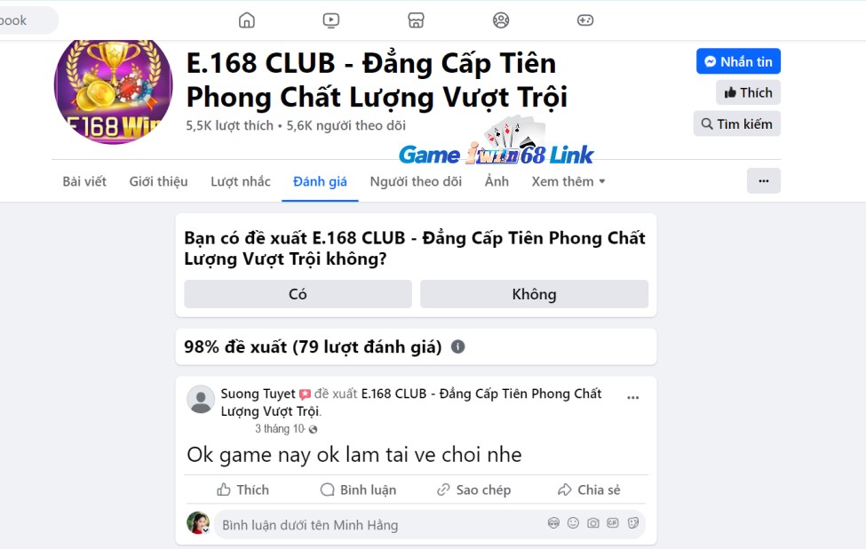 Đánh giá của người chơi Sương Tuyết về cổng game E168