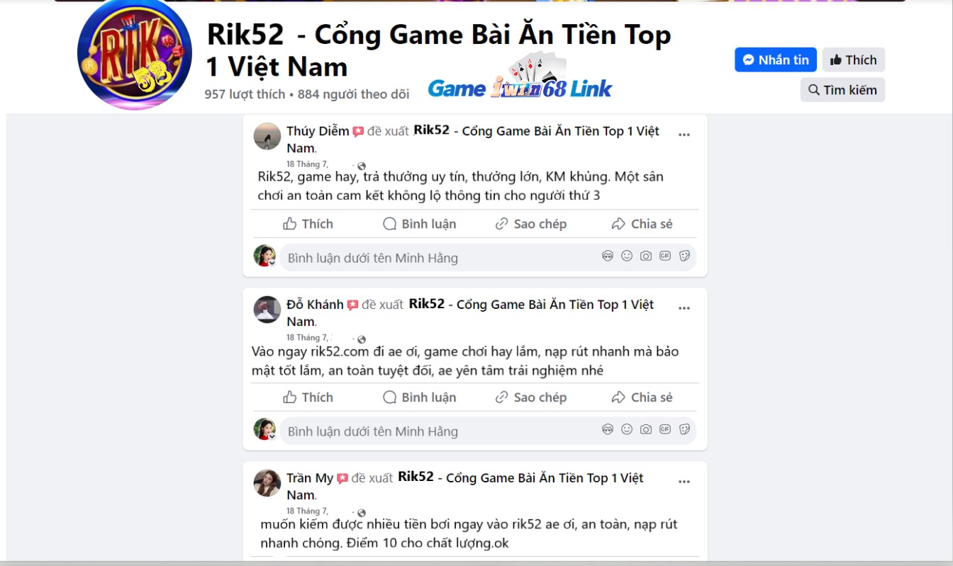 Đánh giá của người chơi Thúy Diễm, Đỗ Khanh và Tràn My về Rik52