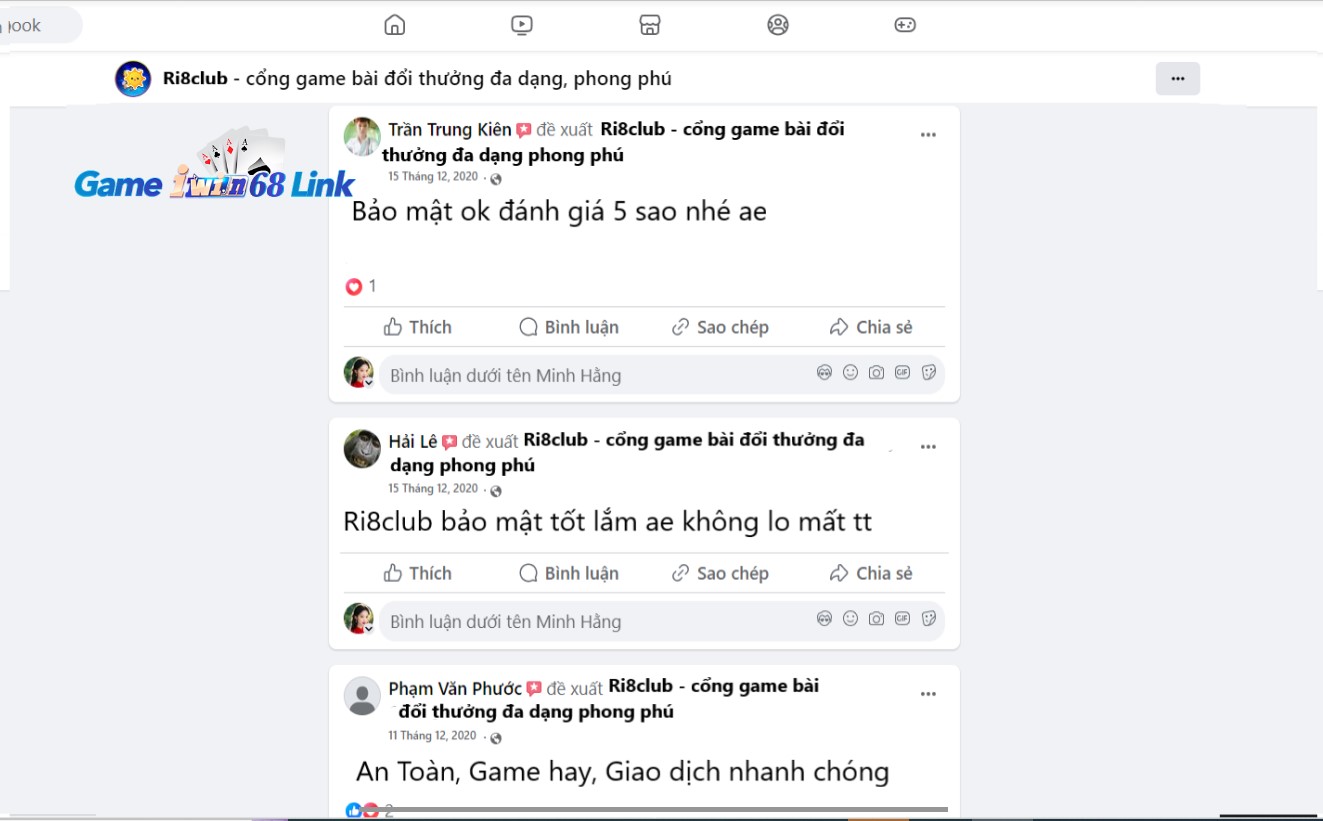 Đánh giá của người chơi Trần Trung Kiên, hải Lê và Phạm Văn Phước về Ri8club