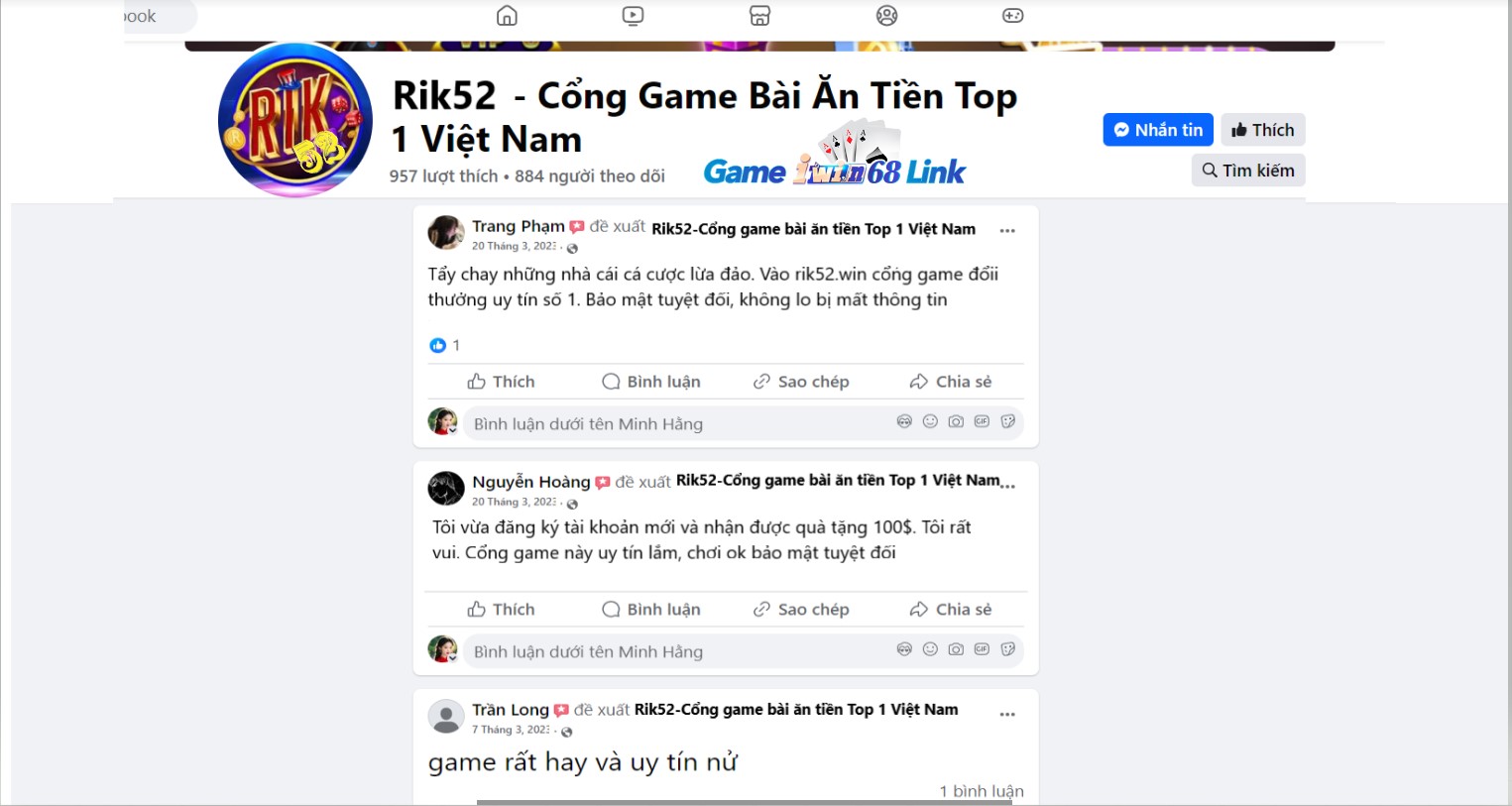 Đánh giá của người chơi Trang Phạm, Nguyễn Hoàng và Trần Long về Rik52