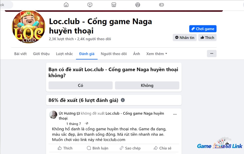 Đánh giá của người chơi Út Hương về cổng game Locclub