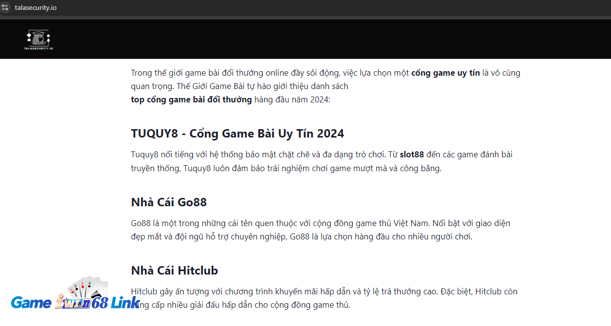 Đánh giá của trang talasecurity