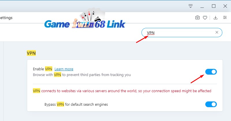 Gõ VPN vào khung tìm kiếm