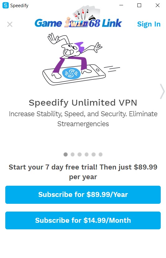 Gói cước dịch vụ Speedify