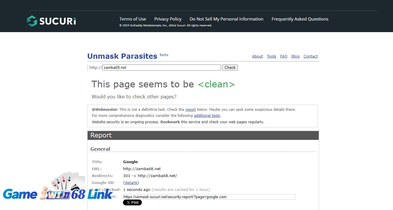 Kiểm tra bằng trang UnMask Parasites