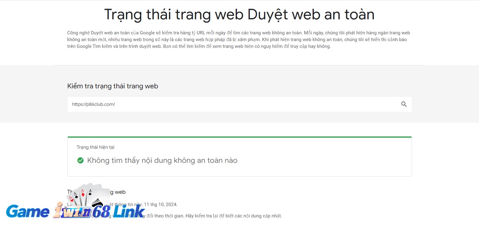 Kiểm tra độ an toàn bằng tool kiểm tra của google