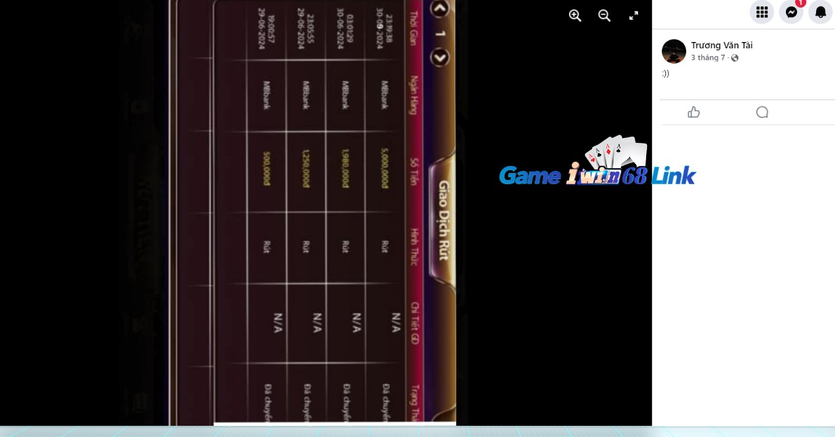 Người chơi Trương Văn Tài khoe thành tích rút tiền trên hội nhóm