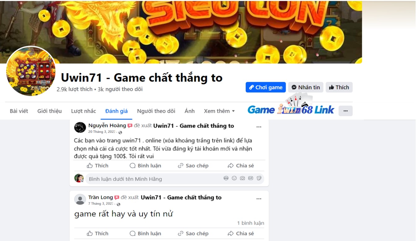 Nhận xét của người chơi Nguyễn Hoàng và Trần Long vè Uwin71