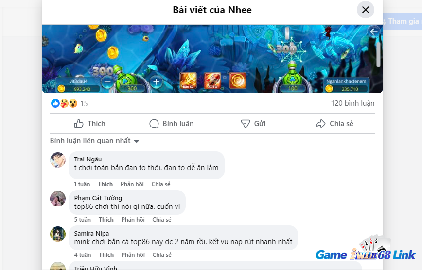 Những bình luận tích cực dành cho cổng game top86