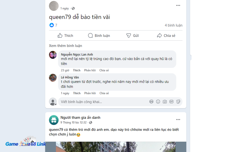 Status chia sẻ queen79 trở lại dễ bào tiền cho anh em