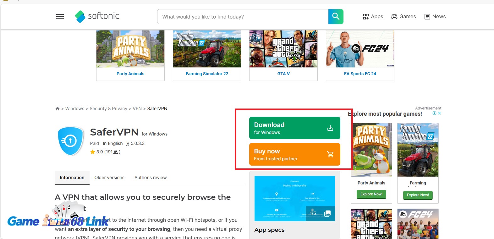 Tải phần mềm SaferVPN, rồi tiến hành cài đặt
