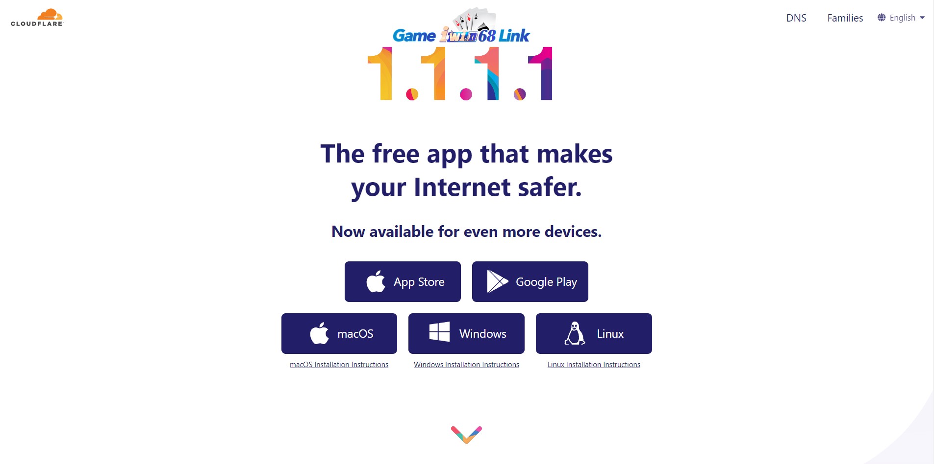 Truy cập trang chủ phần mềm 1.1.1.1