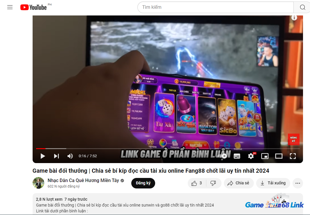 Video trên Youtube về Fang88