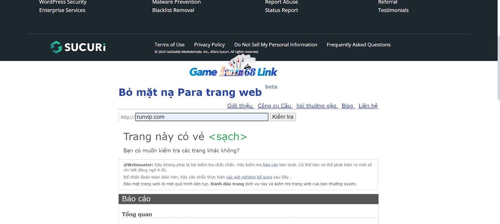 Xác nhận runvip.com an toàn bằng công cụ Sururi