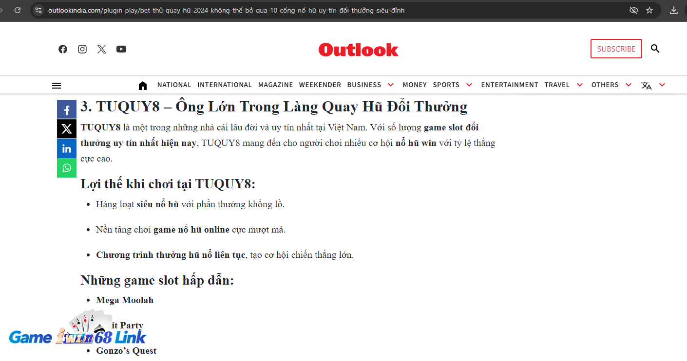 Xếp hạng của trang báo outlookindia.com